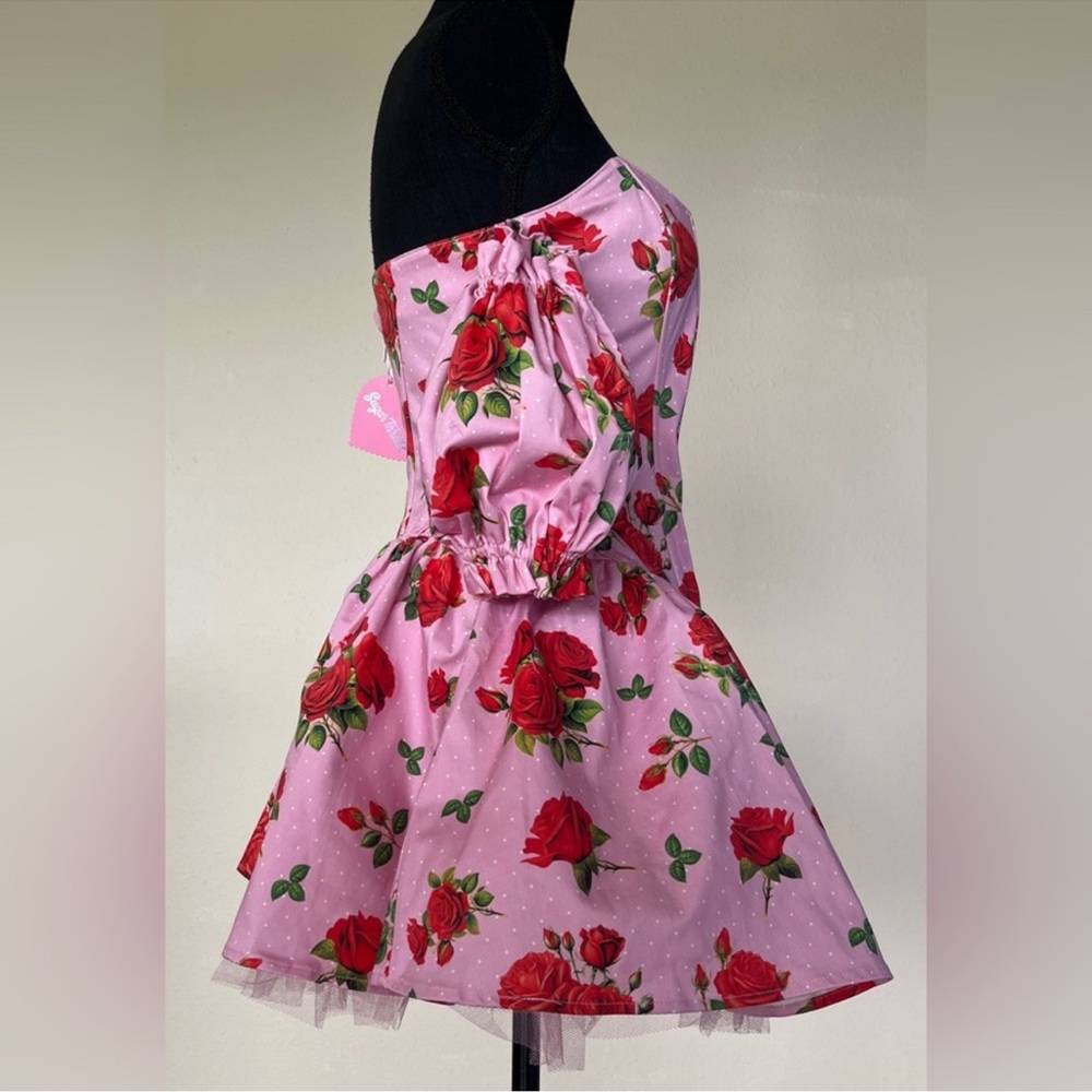 Sugar Thrillz Dolls Kill Holding Court Pink Rose Dress NWT XS - Picture 2 of 12